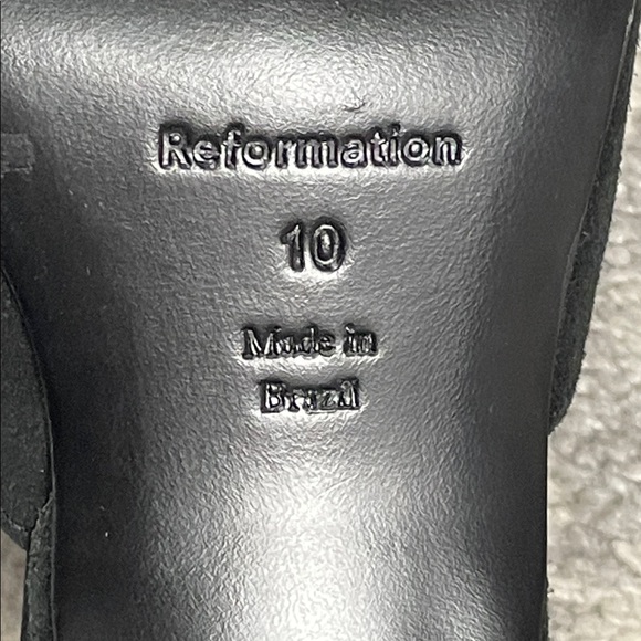 Reformation Wilda Pointed Toe Kitten Mule Slide Black Suede Sz 10 - Picture 11 of 16